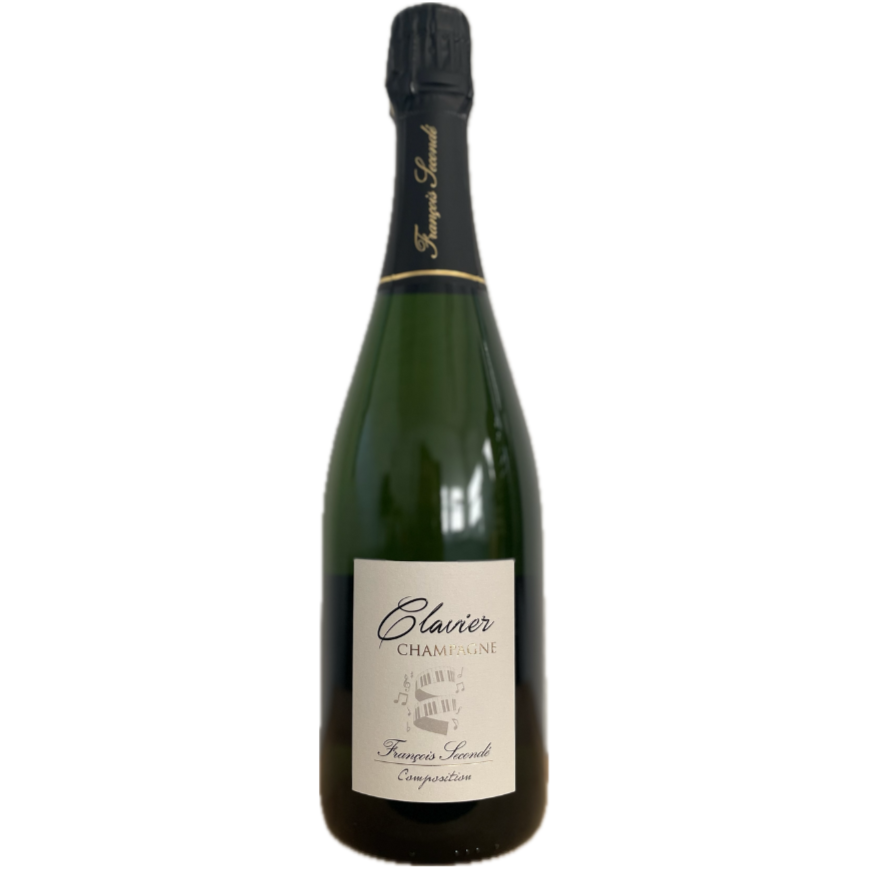 Champagne flaske på hvid baggrund, Champagne Francois Secpndé, Clavier, Grand Cru champagne