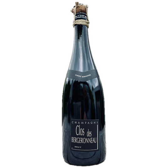 Champagne flaske, Champagne F. Bergeronneau-Marion, Clos des Bergeronneau, brut, 2012, Premier Cru, Pinot Meunier, lukket med snor om korkprop