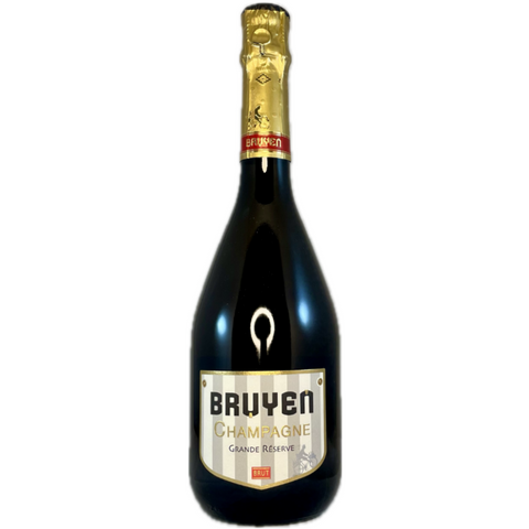 Champagne Bruyen, Grand Réserve. Champagne flaske på hvid baggrund