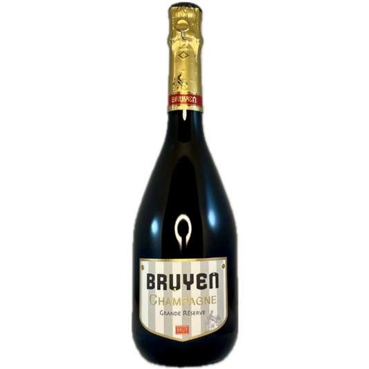 Champagne Bruyen, Grand Réserve. Champagne flaske på hvid baggrund